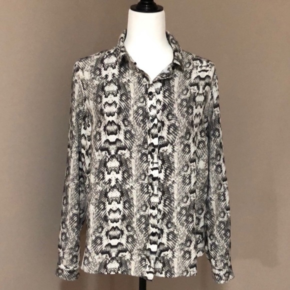 Snake Print Button Down Blouse